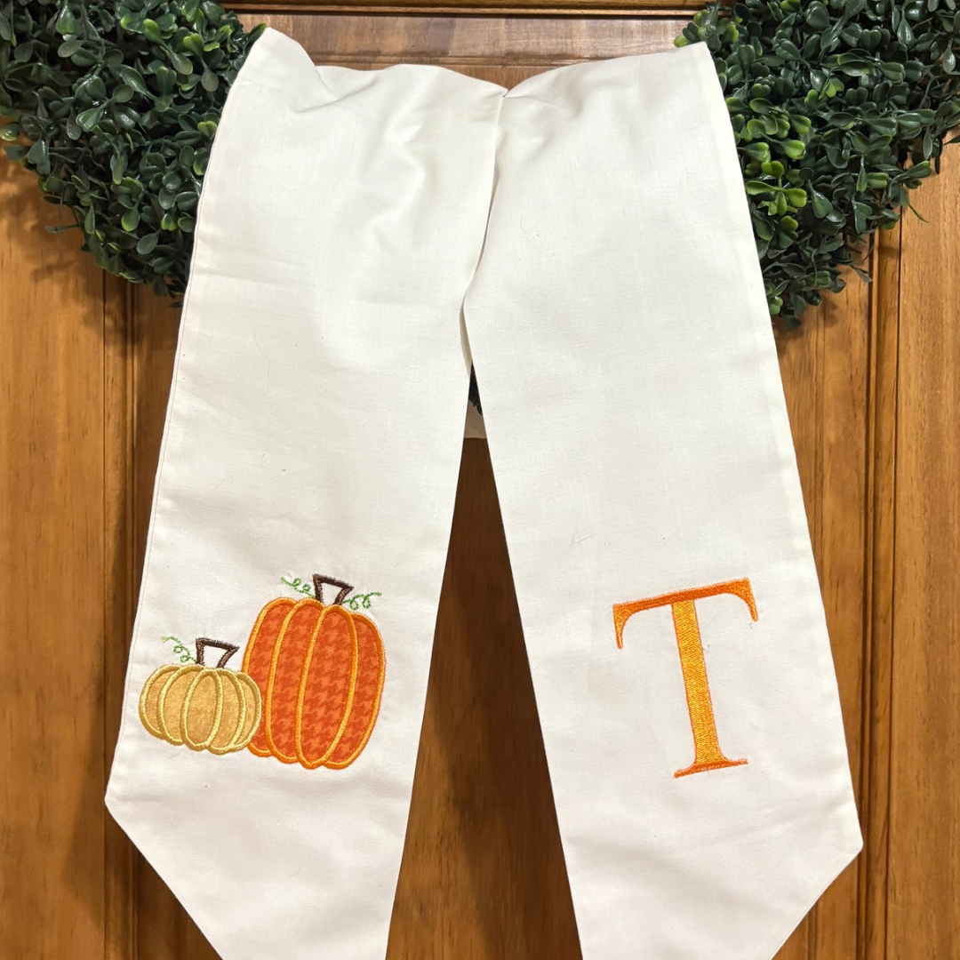 Pumpkin Applique Wreath Sash