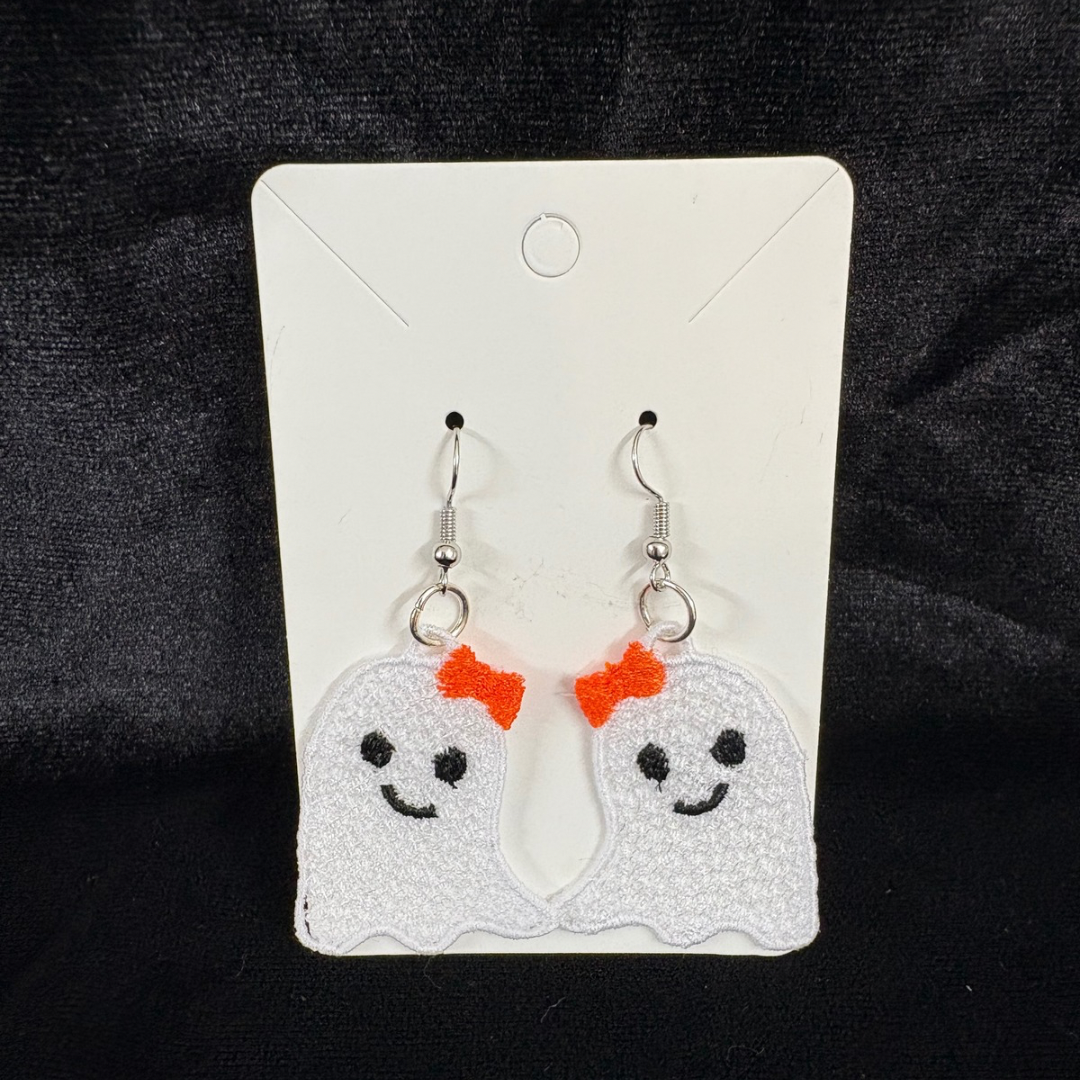 Ghost Earrings with Bow (Orange)