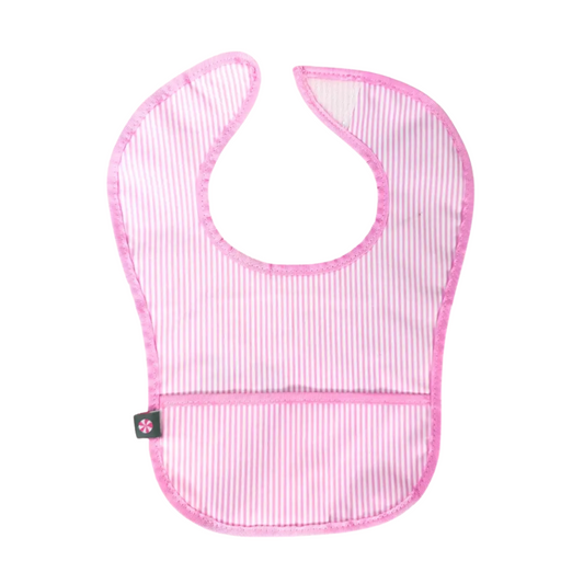 Wipeable Bib - Pink Preppy Stripe