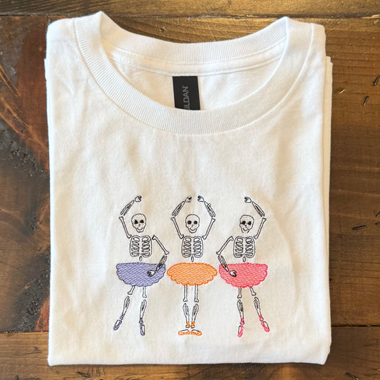 Dancing Skeleton Embroidered T-Shirt