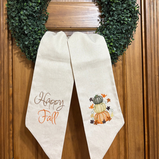 Happy Fall with Pumpkin Trio Wreath Sash