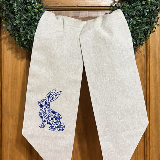 Chinoiserie Bunny Wreath Sash