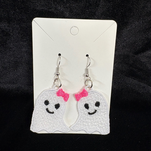 Ghost Earrings with Bow (Pink)