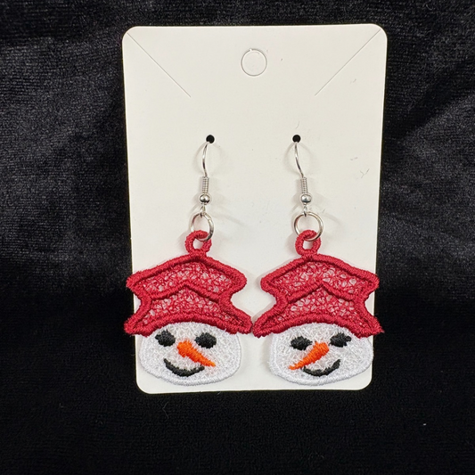 Snowman Earrings (Red)