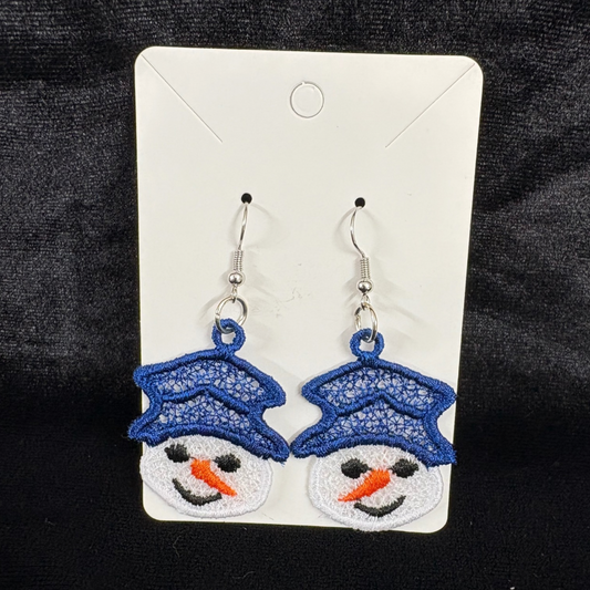 Snowman Earrings (Blue)